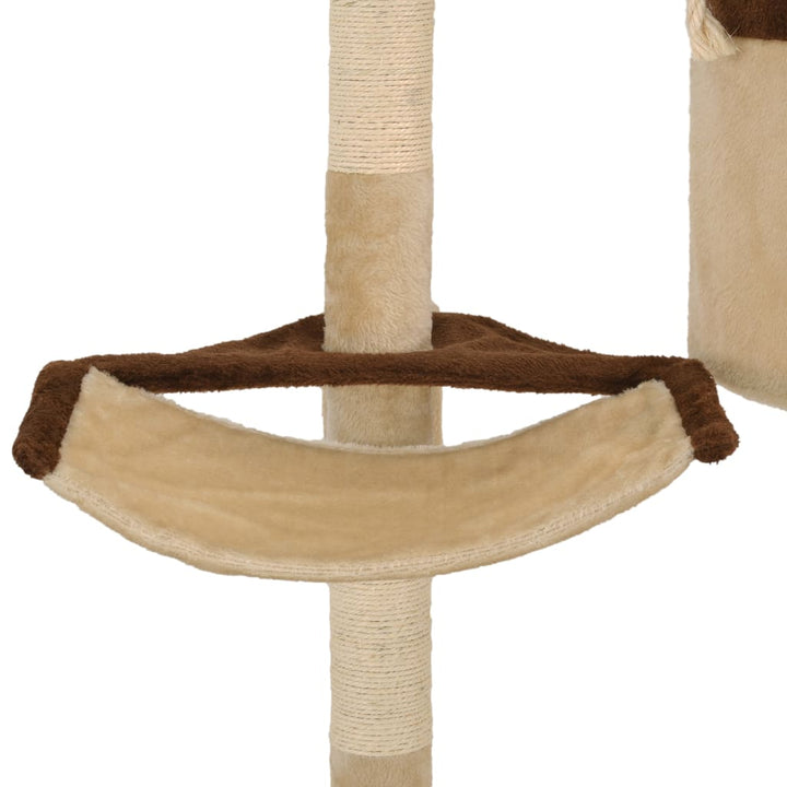 Kattenkrabpaal met krabpalen wandmontage 194 cm beige bruin - Griffin Retail