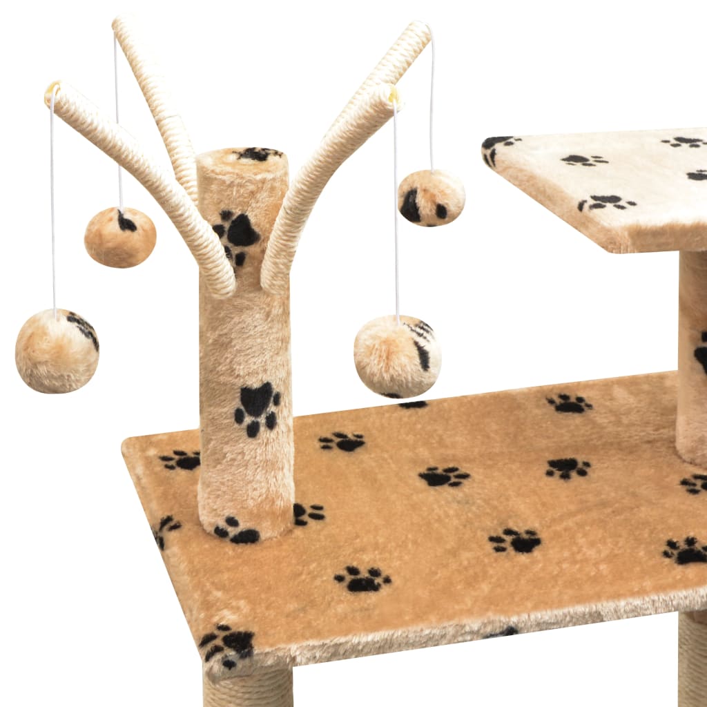 Kattenkrabpaal met sisal krabpalen 125 cm pootafdrukken beige - Griffin Retail
