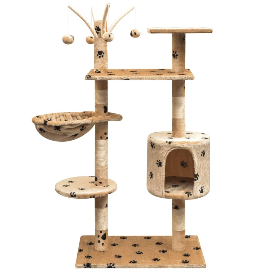 Kattenkrabpaal met sisal krabpalen 125 cm pootafdrukken beige - Griffin Retail