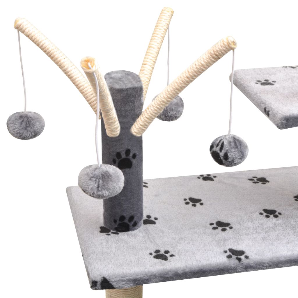 Kattenkrabpaal met sisal krabpalen 125 cm pootafdrukken grijs - Griffin Retail