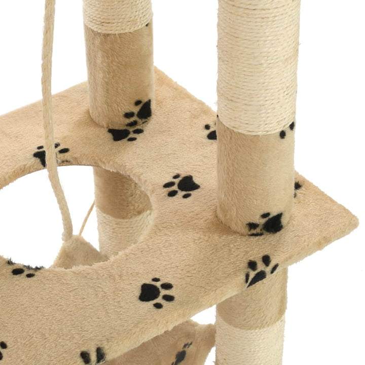 Kattenkrabpaal met sisal krabpalen 140 cm pootafdrukken beige - Griffin Retail