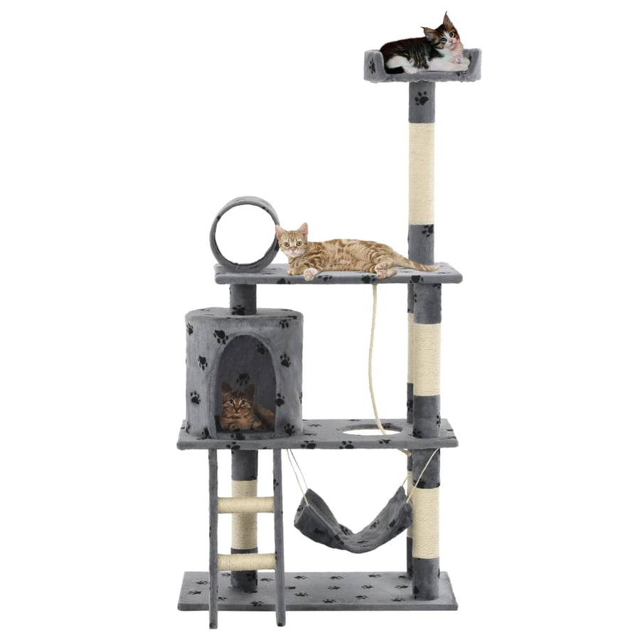 Kattenkrabpaal met sisal krabpalen 140 cm pootafdrukken grijs - Griffin Retail