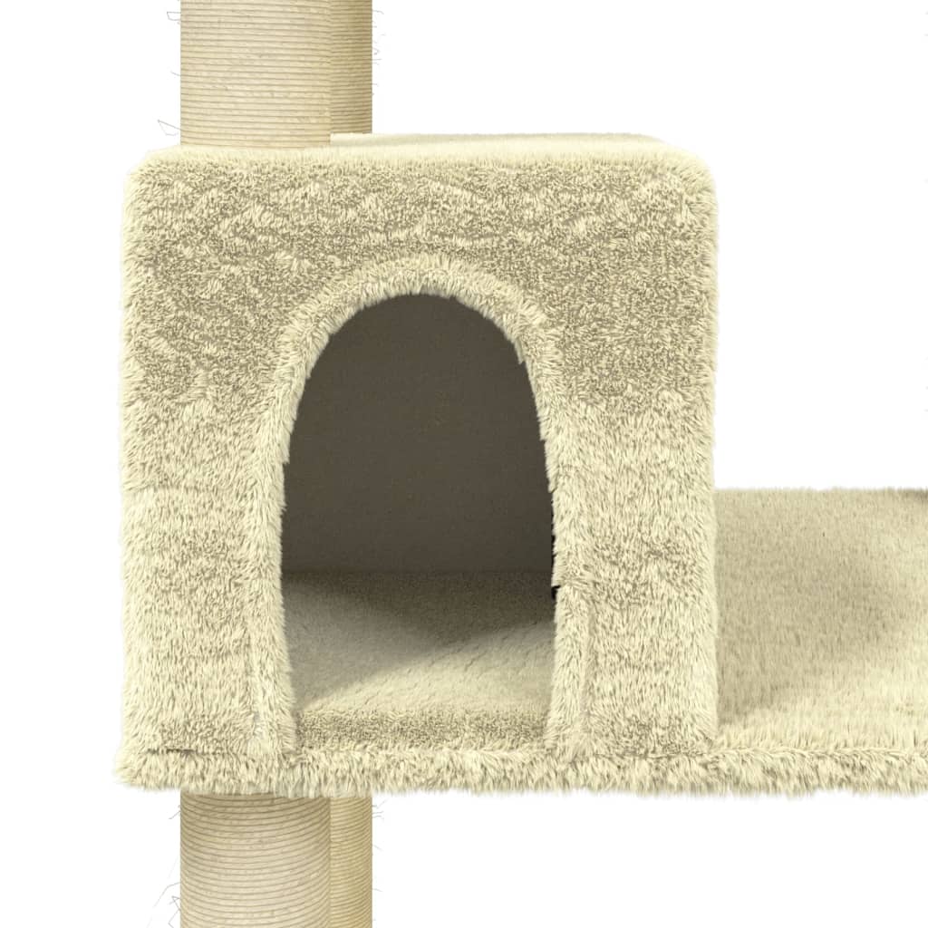 Kattenmeubel met sisal krabpalen 141 cm crèmekleurig - Griffin Retail