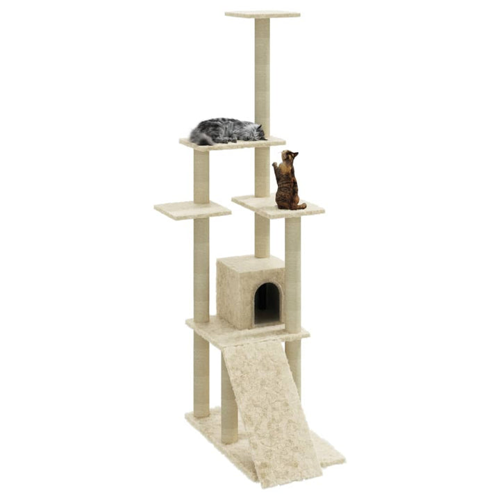 Kattenmeubel met sisal krabpalen 155 cm crèmekleurig - Griffin Retail