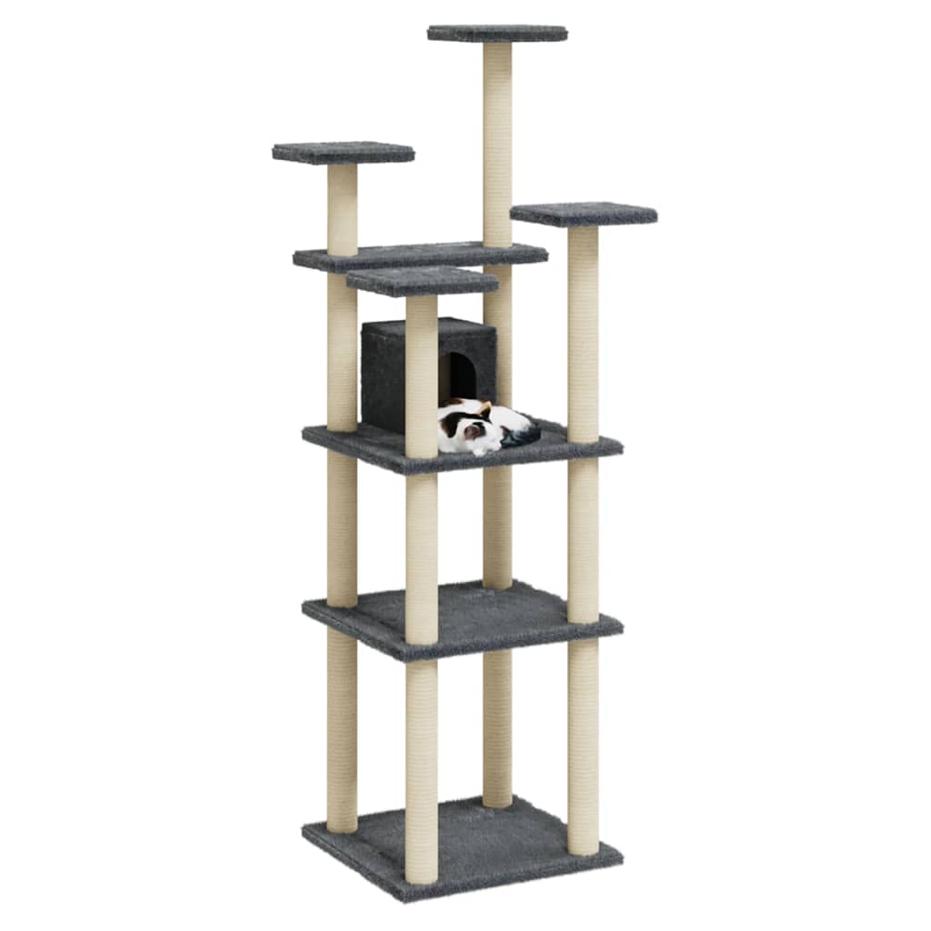 Kattenmeubel met sisal krabpalen 171 cm donkergrijs - Griffin Retail