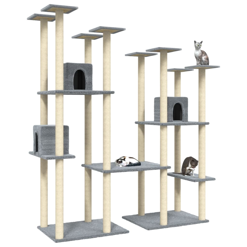 Kattenmeubel met sisal krabpalen 174 cm lichtgrijs - Griffin Retail