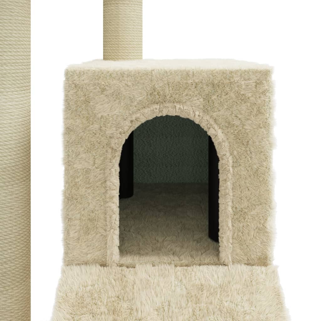Kattenmeubel met sisal krabpalen 92 cm crèmekleurig - Griffin Retail