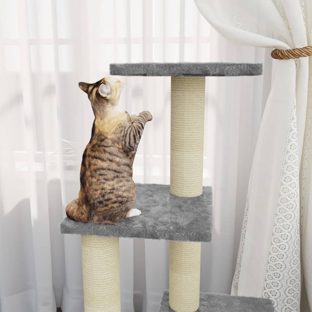 Kattenmeubel met sisal krabpalen 92 cm lichtgrijs - Griffin Retail