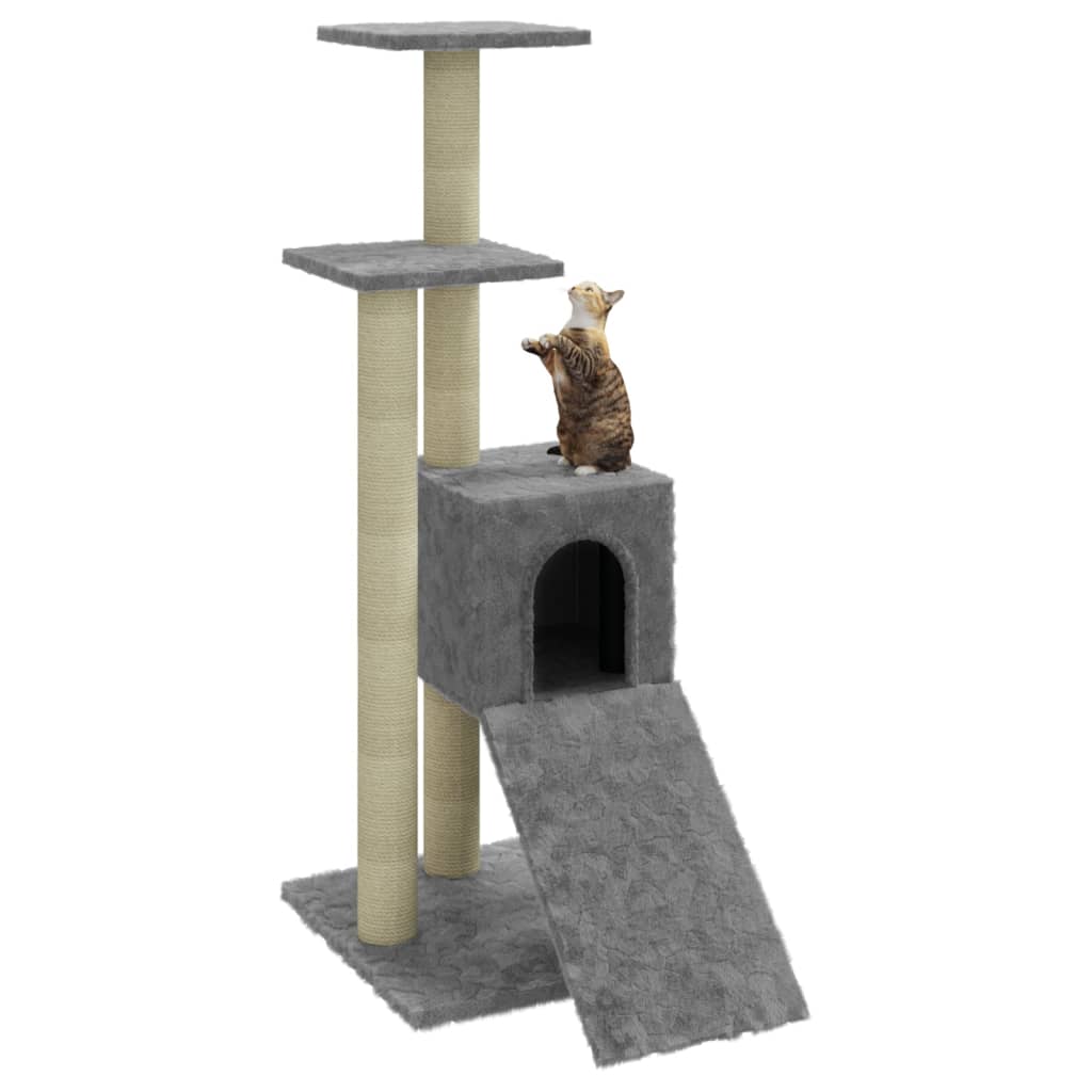 Kattenmeubel met sisal krabpalen 92 cm lichtgrijs - Griffin Retail