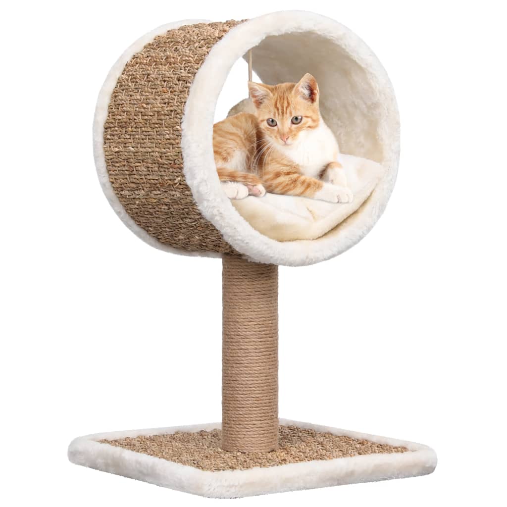 Kattenmeubel met tunnel en speeltje 56 cm zeegras - Griffin Retail