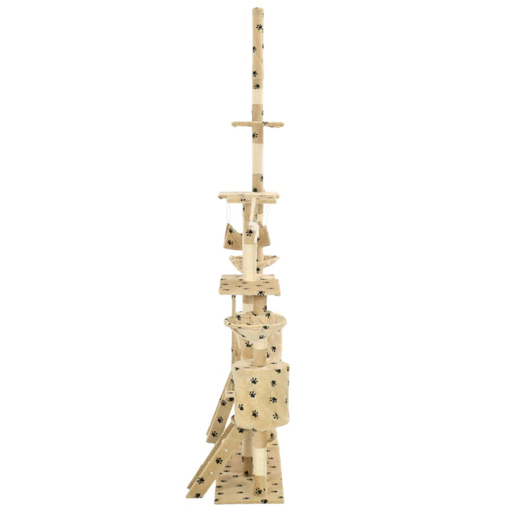 Kattenpaal met sisal krabpalen 230-250 cm pootafdrukken beige - Griffin Retail