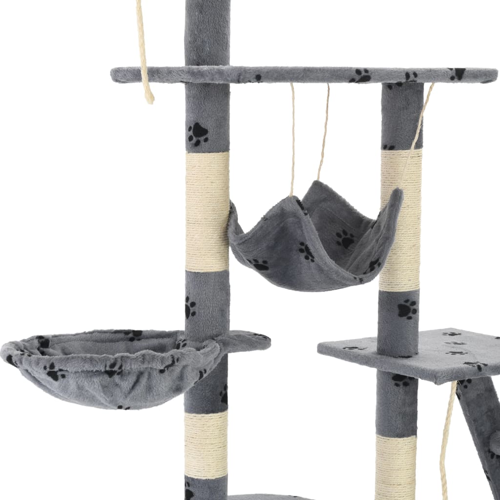Kattenpaal met sisal krabpalen 230-250 cm pootafdrukken grijs - Griffin Retail