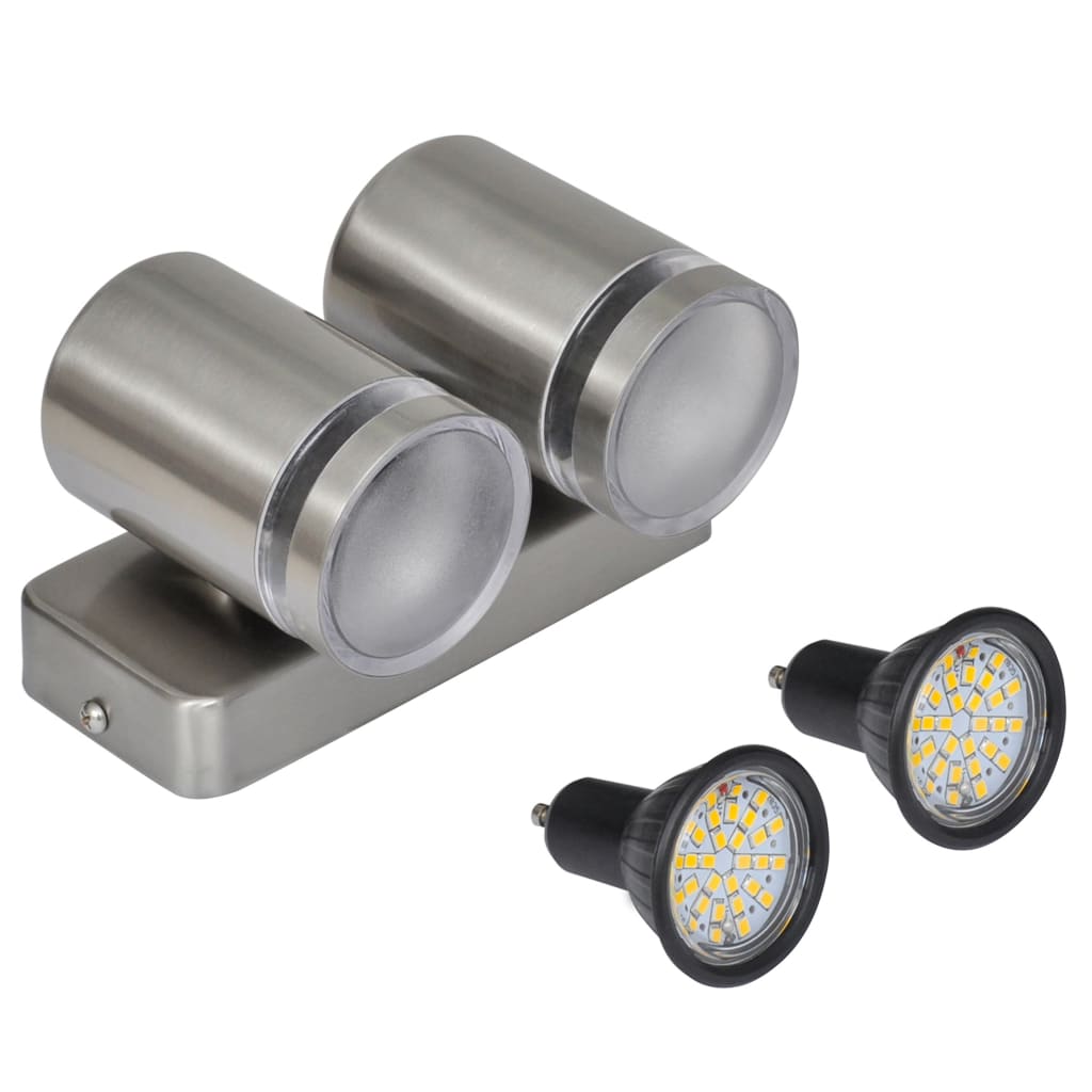 Kegelvormige RVS LED wandlamp met 2 LEDs - Griffin Retail