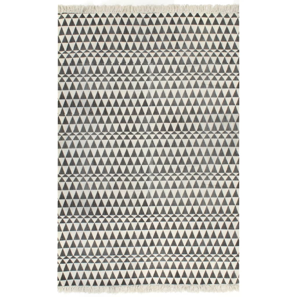 Kelim vloerkleed met patroon 120x180 cm katoen zwart/wit - Griffin Retail