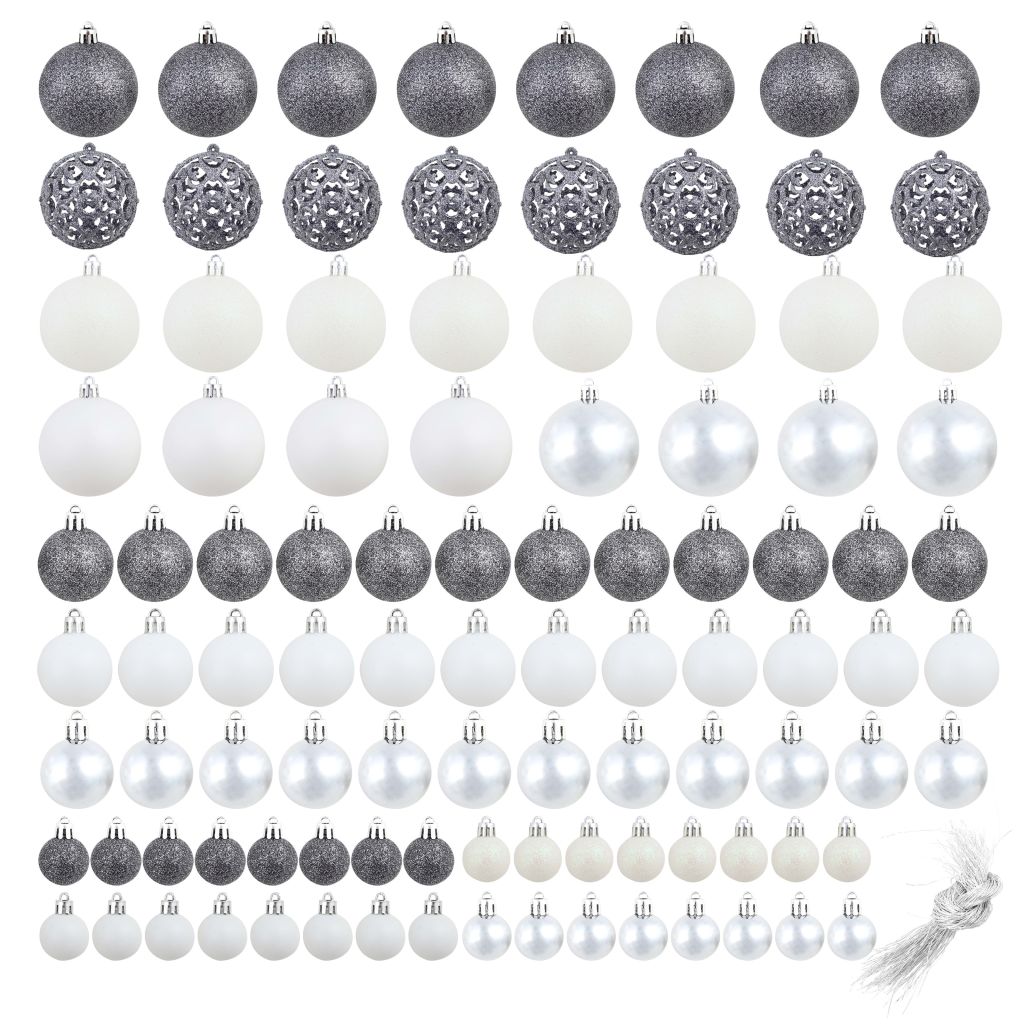 Kerstballenset 6 cm wit/grijs 100-delig - Griffin Retail