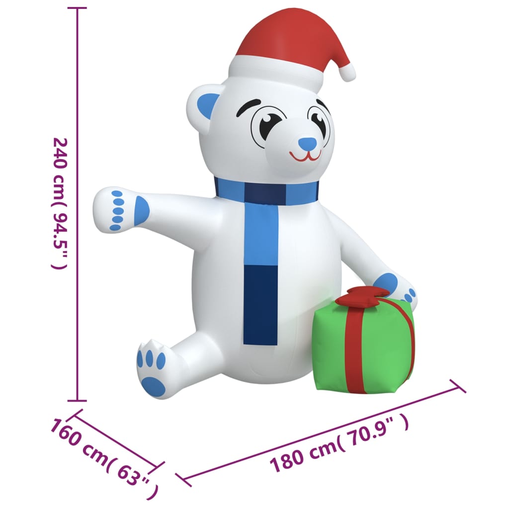 Kerstbeer met LED's opblaasbaar 240 cm - Griffin Retail