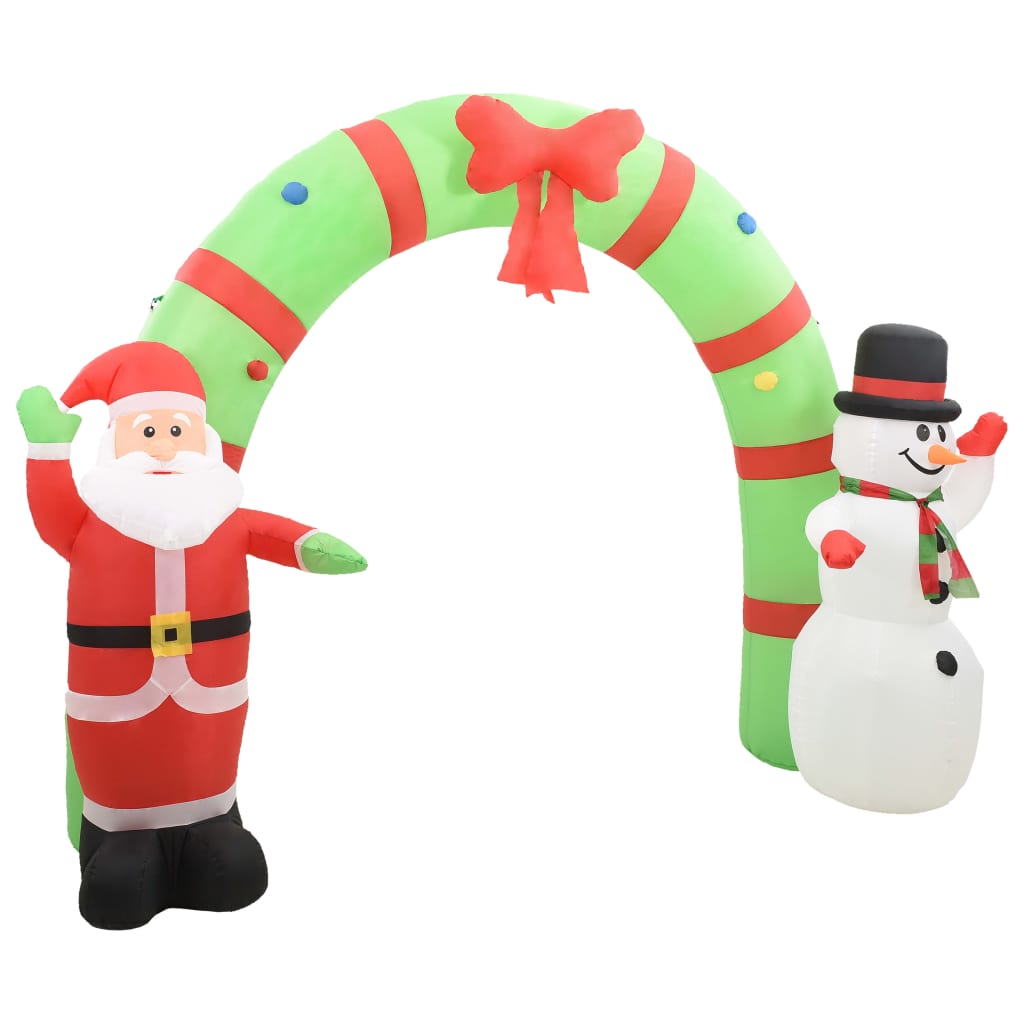 Kerstboog kerstman en sneeuwpop opblaasbaar LED 280 cm - Griffin Retail