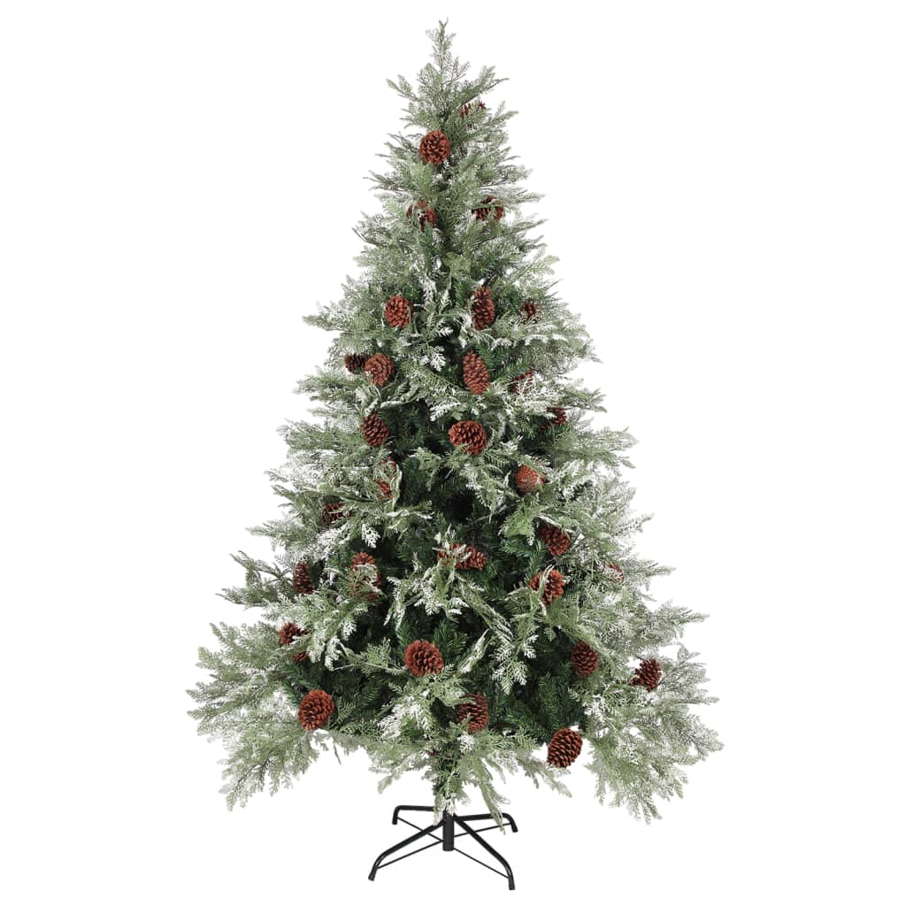 Kerstboom met dennenappels 120 cm PVC en PE groen en wit - Griffin Retail