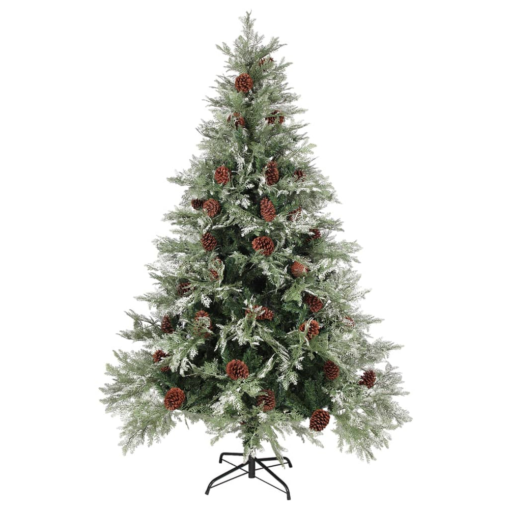 Kerstboom met dennenappels 150 cm PVC en PE groen en wit - Griffin Retail