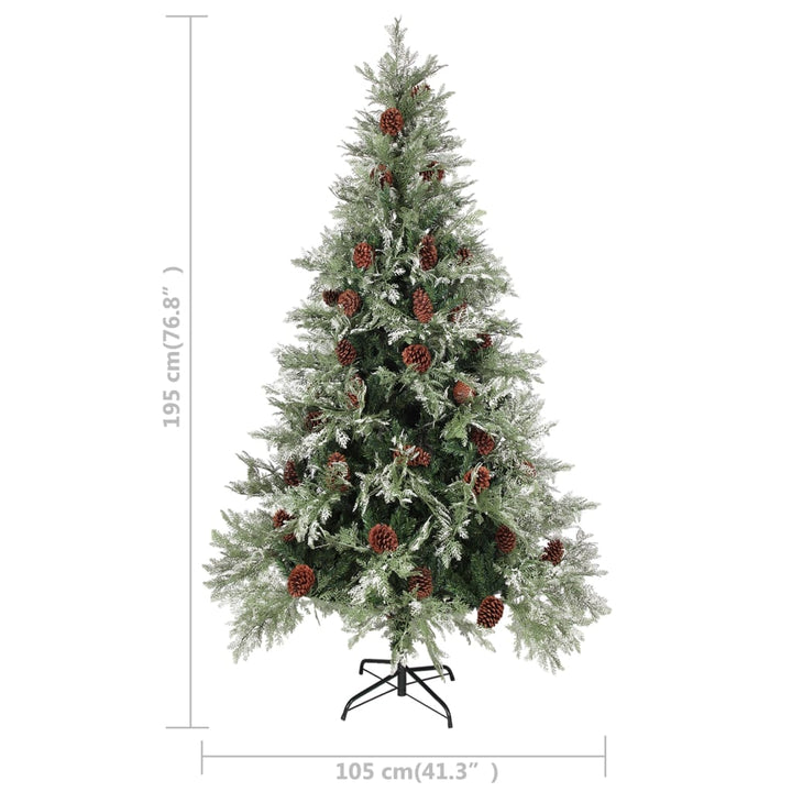 Kerstboom met dennenappels 195 cm PVC en PE groen en wit - Griffin Retail