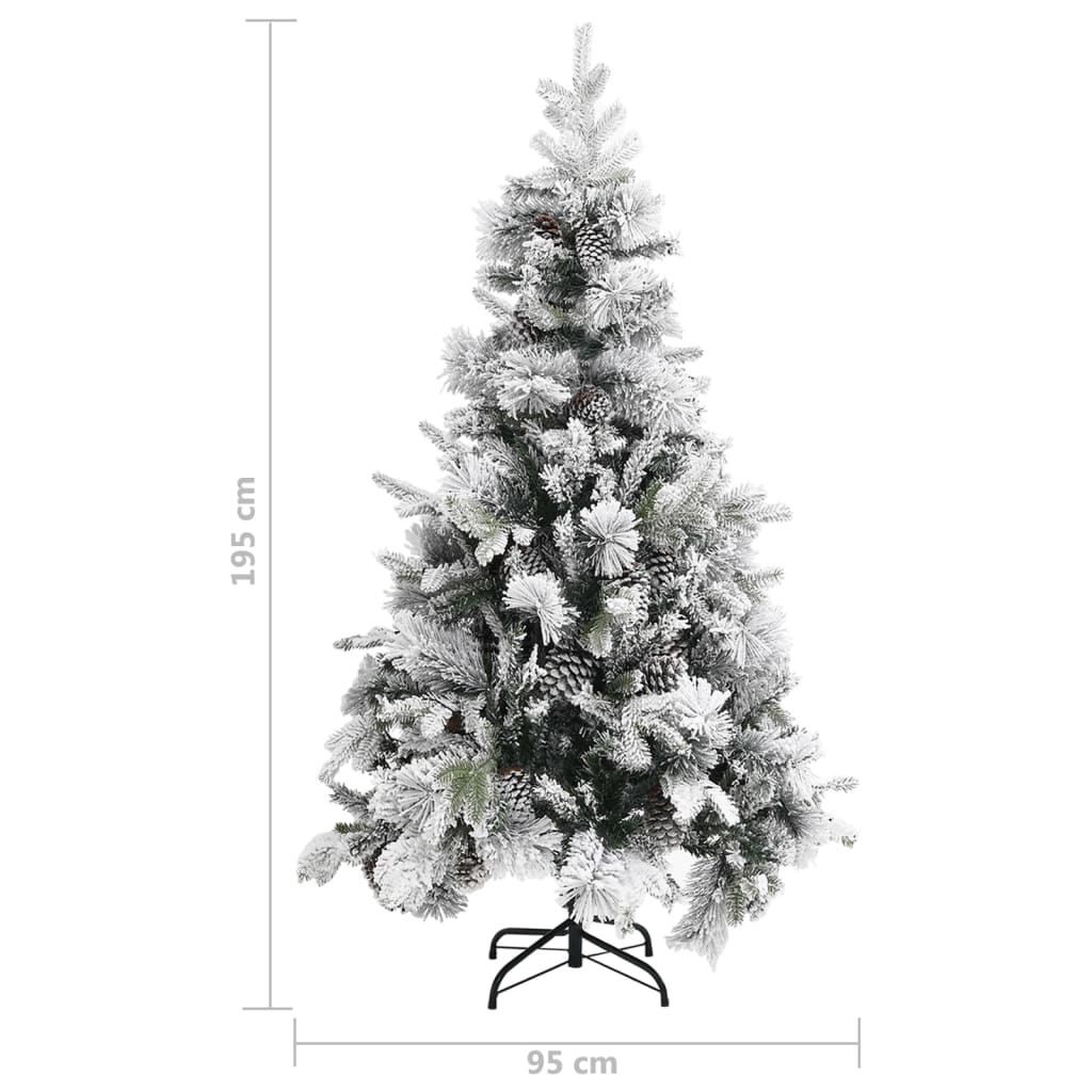 Kerstboom met dennenappels en sneeuw 195 cm PVC en PE - Griffin Retail