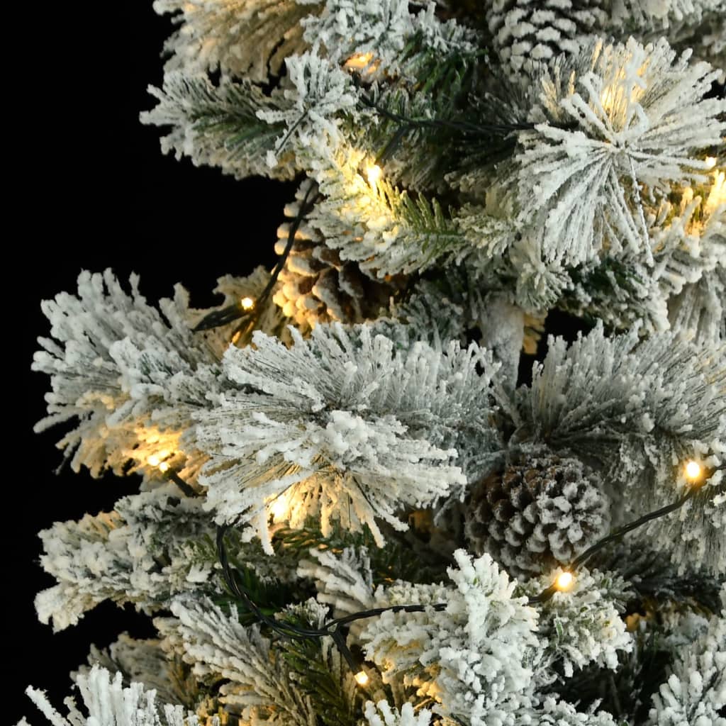 Kerstboom met LED's, dennenappels en sneeuw 150 cm PVC en PE - Griffin Retail