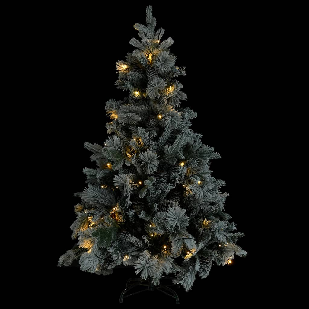 Kerstboom met LED's, dennenappels en sneeuw 150 cm PVC en PE - Griffin Retail