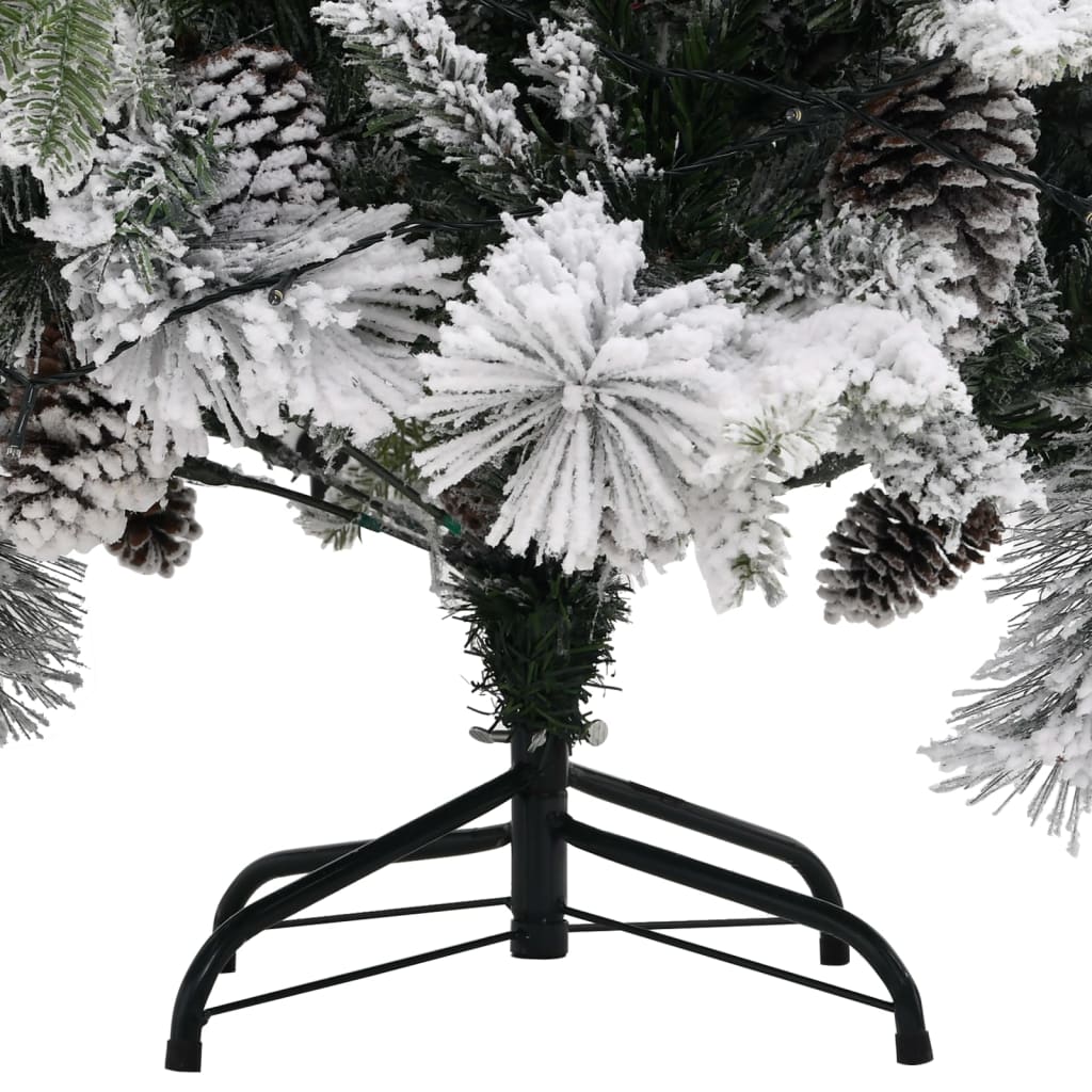 Kerstboom met LED's, dennenappels en sneeuw 195 cm PVC en PE - Griffin Retail