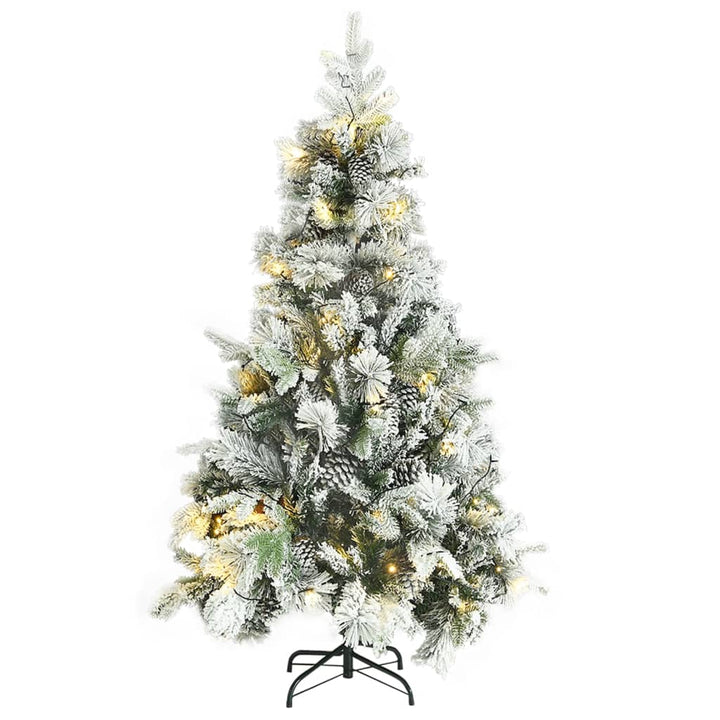 Kerstboom met LED's, dennenappels en sneeuw 195 cm PVC en PE - Griffin Retail