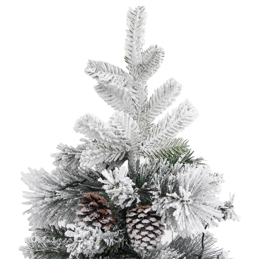 Kerstboom met LED's, dennenappels en sneeuw 195 cm PVC en PE - Griffin Retail