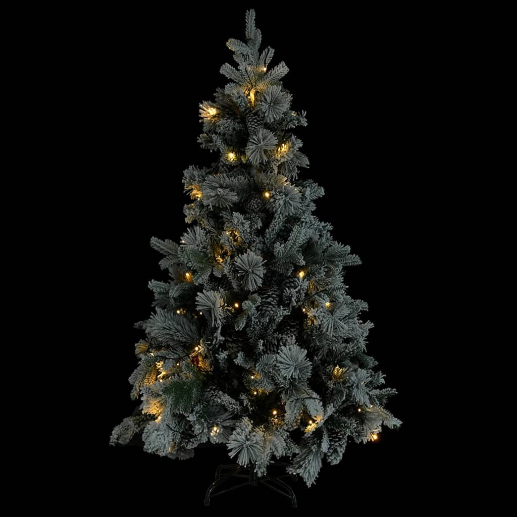 Kerstboom met LED's, dennenappels en sneeuw 195 cm PVC en PE - Griffin Retail