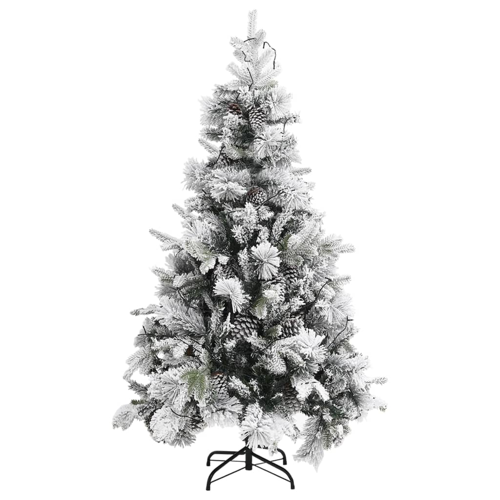 Kerstboom met LED's, dennenappels en sneeuw 195 cm PVC en PE - Griffin Retail