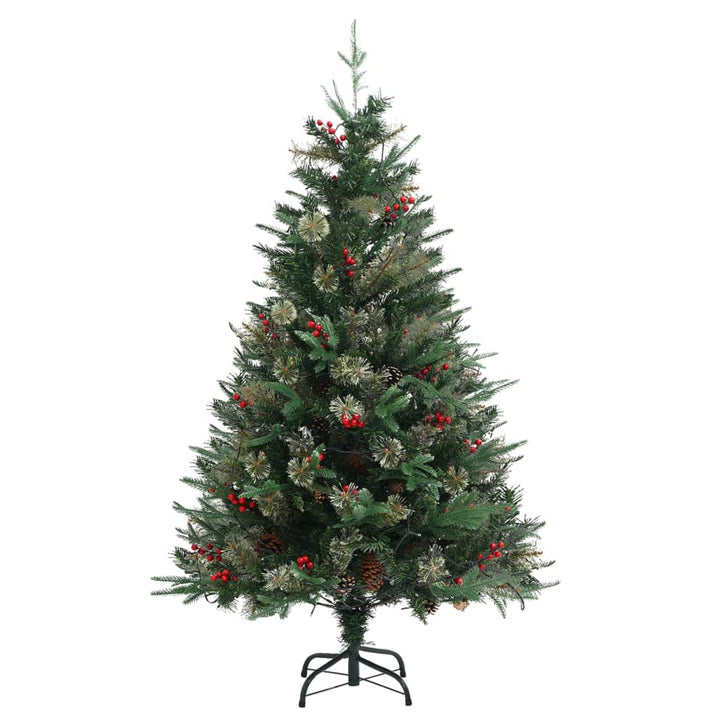 Kerstboom met LED's en dennenappels 120 cm PVC en PE groen - Griffin Retail