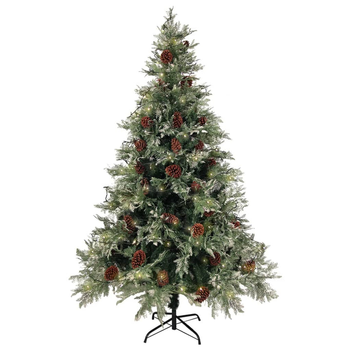 Kerstboom met LED's en dennenappels 120 cm PVC en PE groen wit - Griffin Retail