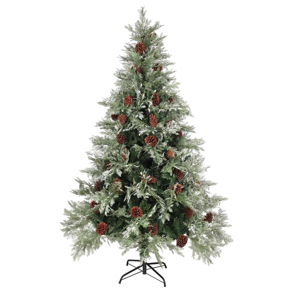 Kerstboom met LED's en dennenappels 120 cm PVC en PE groen wit - Griffin Retail
