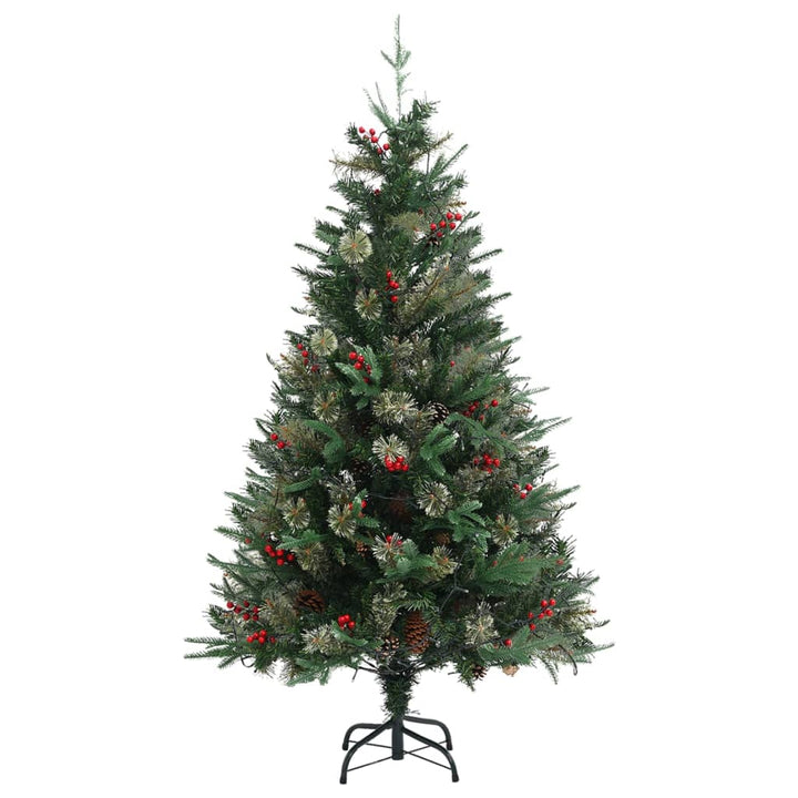 Kerstboom met LED's en dennenappels 150 cm PVC en PE groen - Griffin Retail