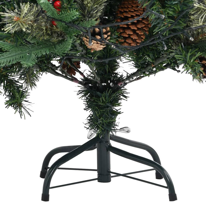 Kerstboom met LED's en dennenappels 195 cm PVC en PE groen - Griffin Retail