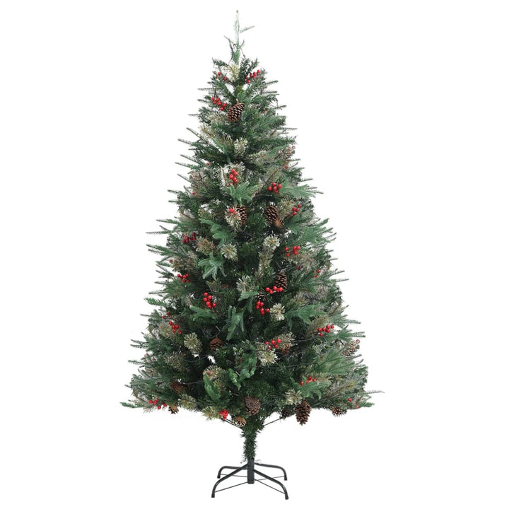 Kerstboom met LED's en dennenappels 195 cm PVC en PE groen - Griffin Retail