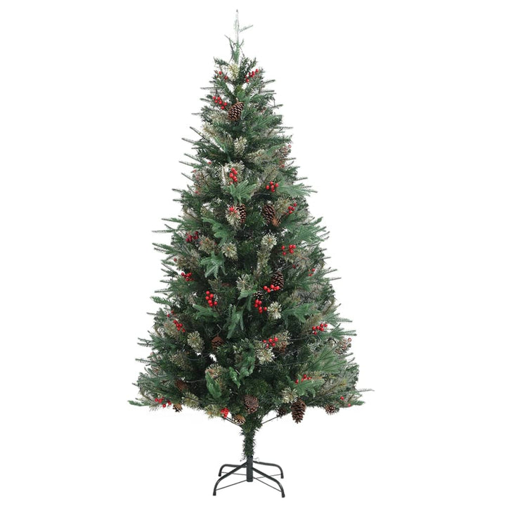 Kerstboom met LED's en dennenappels 225 cm PVC en PE groen - Griffin Retail