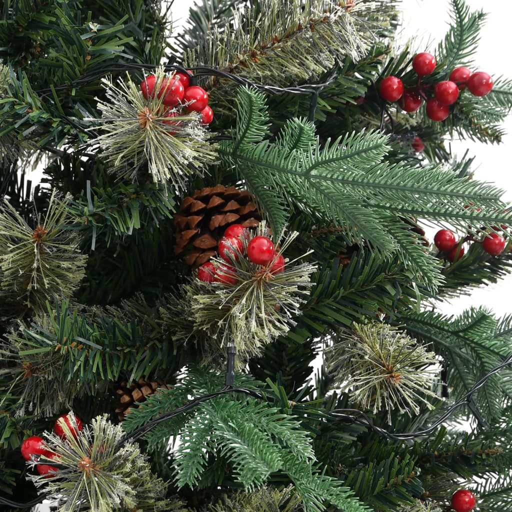 Kerstboom met LED's en dennenappels 225 cm PVC en PE groen - Griffin Retail