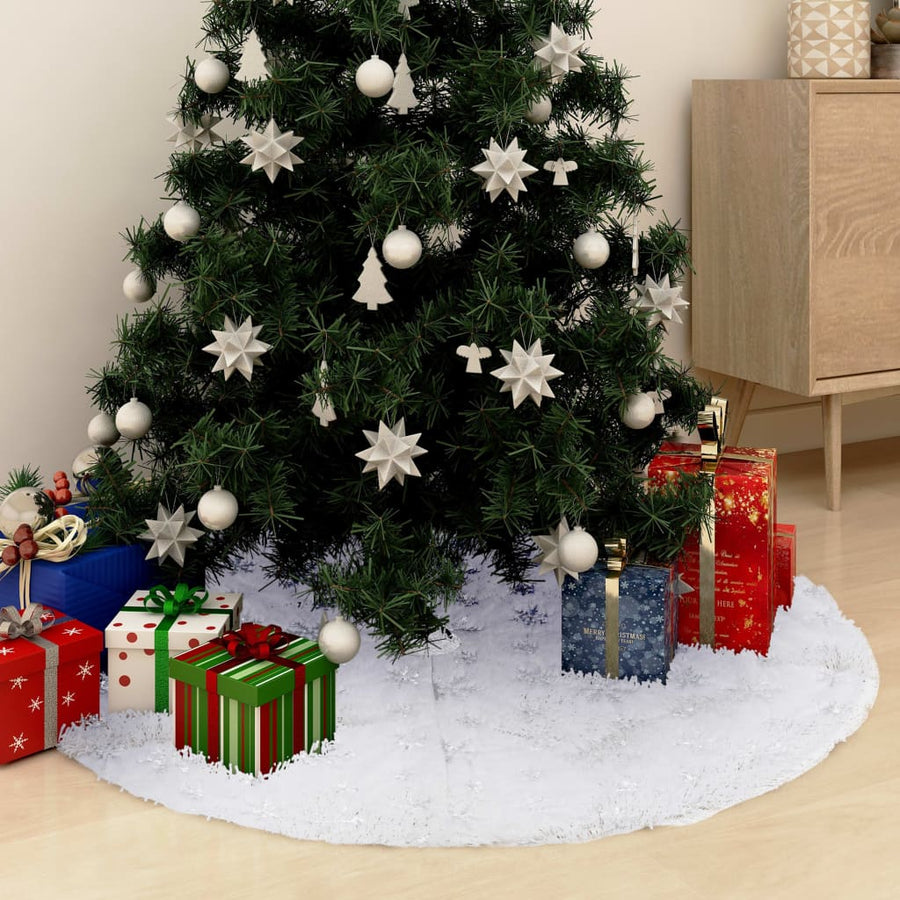 Kerstboomrok luxe 90 cm kunstbont wit - Griffin Retail