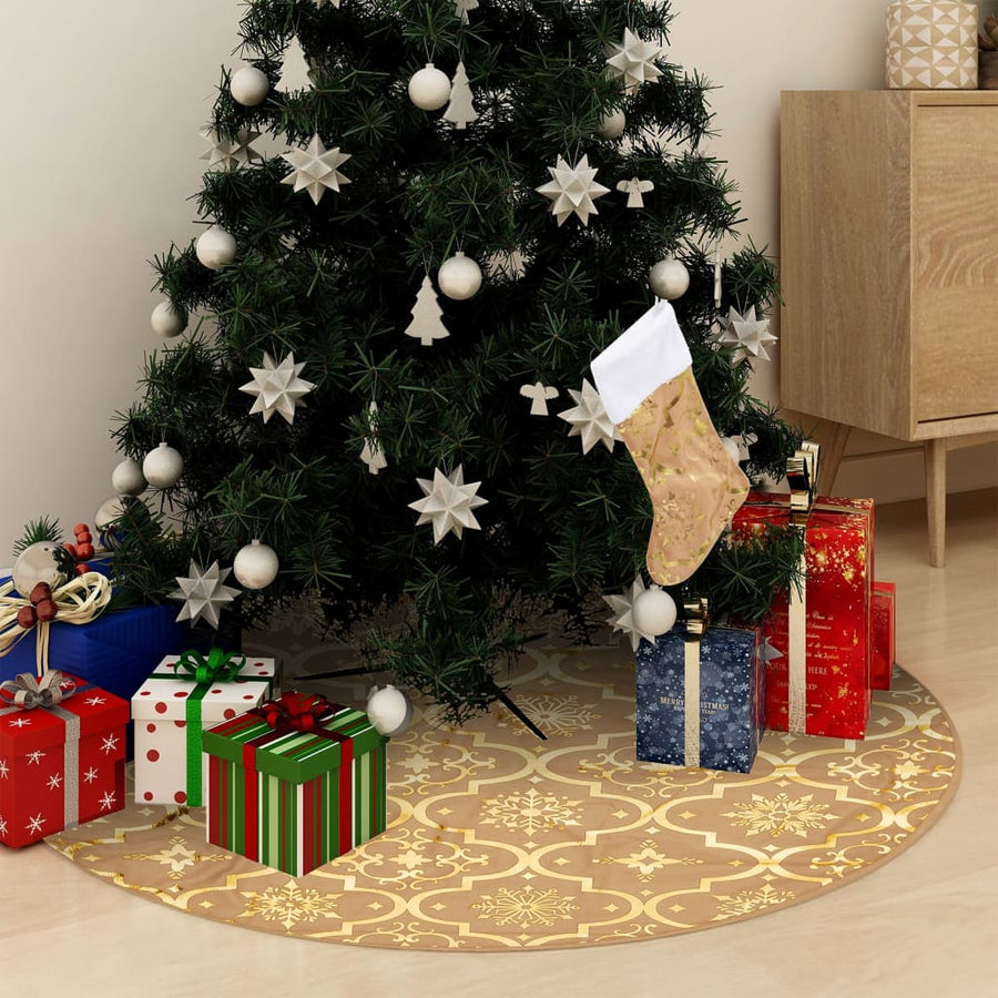 Kerstboomrok luxe met sok 122 cm stof geel - Griffin Retail