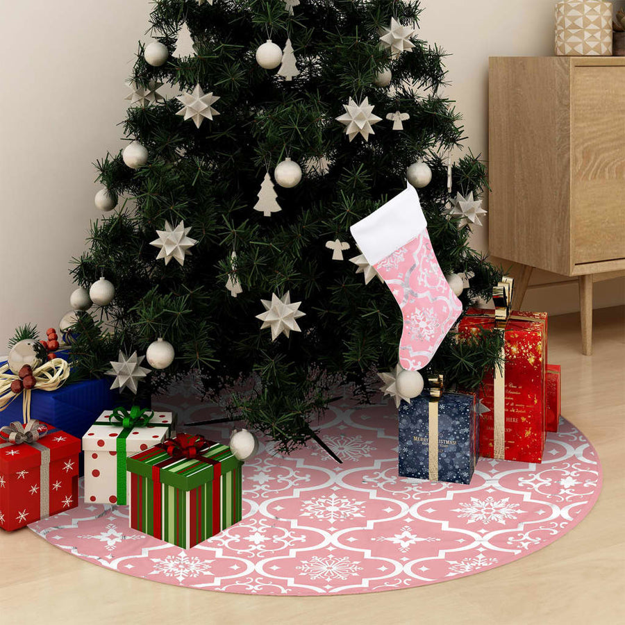 Kerstboomrok luxe met sok 122 cm stof roze - Griffin Retail