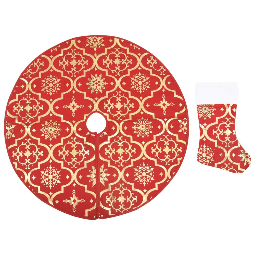 Kerstboomrok luxe met sok 90 cm stof rood - Griffin Retail