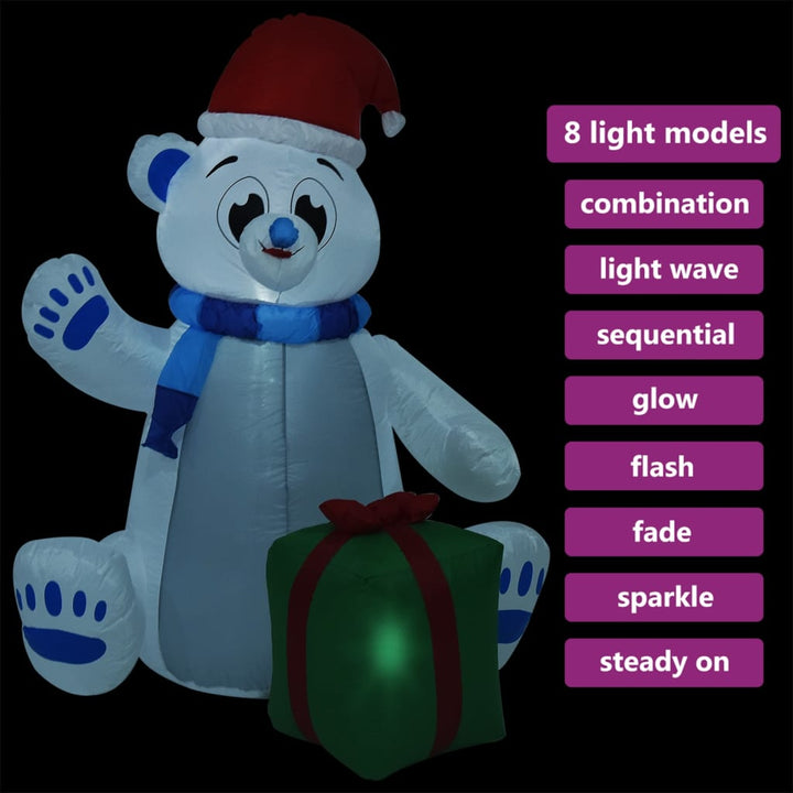 Kerstfiguur ijsbeer opblaasbaar LED binnen en buiten 2,4 m - Griffin Retail