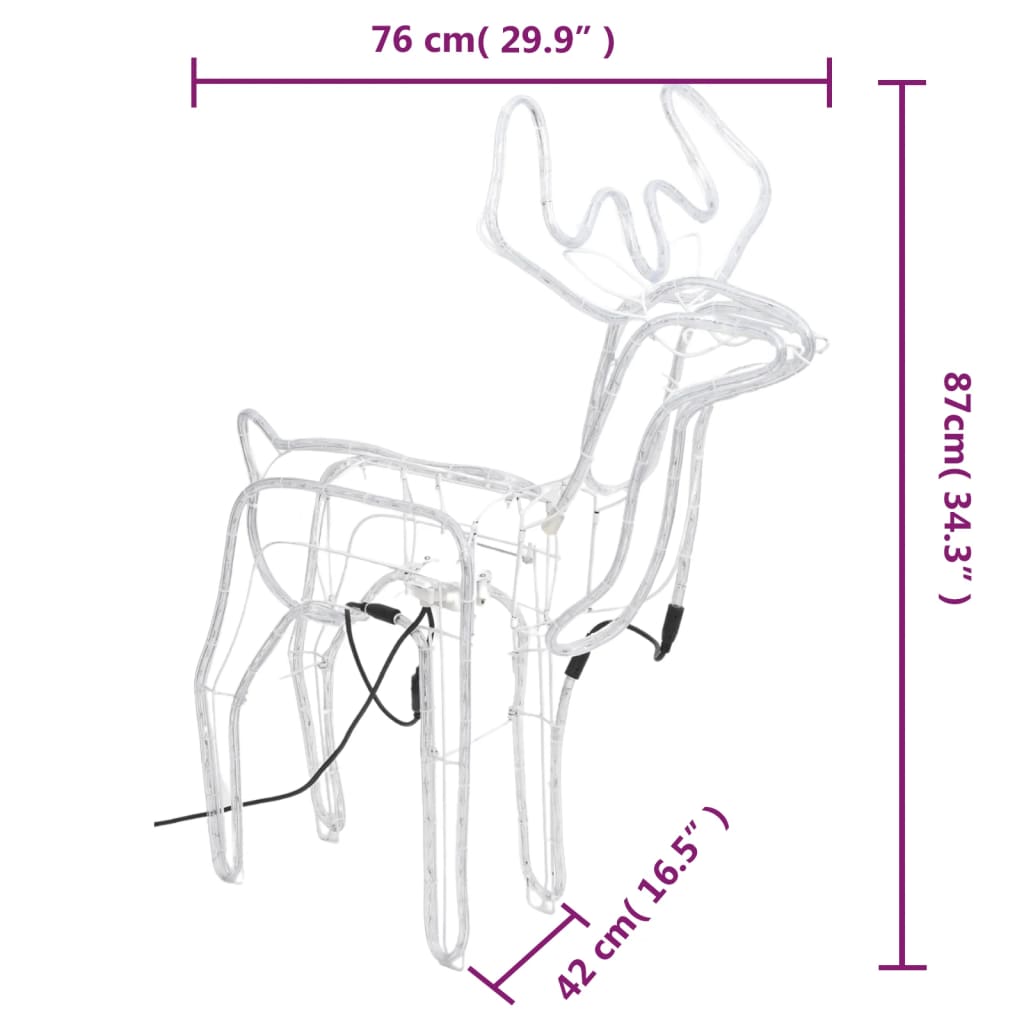 Kerstfiguur rendier inklapbaar met 192 LED's koudwit - Griffin Retail