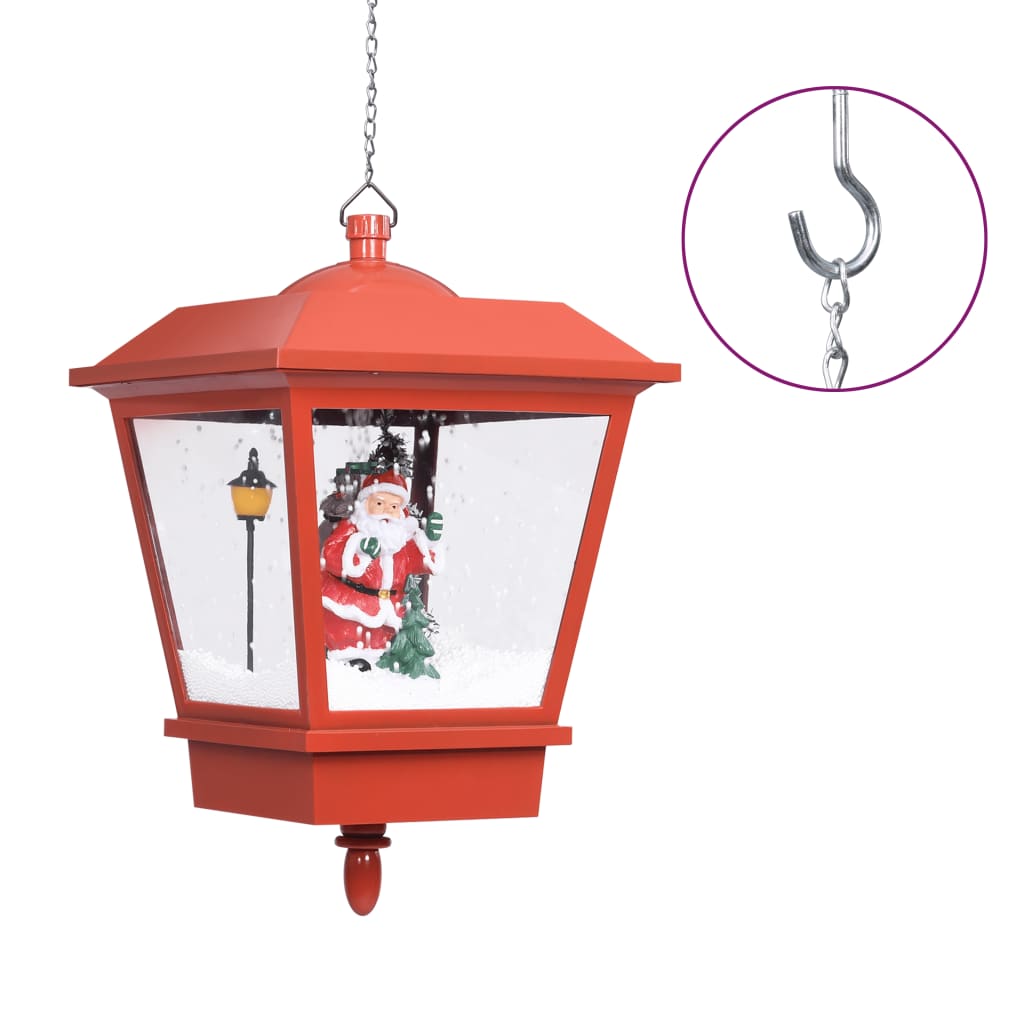 Kersthanglamp met LED-lamp en kerstman 27x27x45 cm rood - Griffin Retail