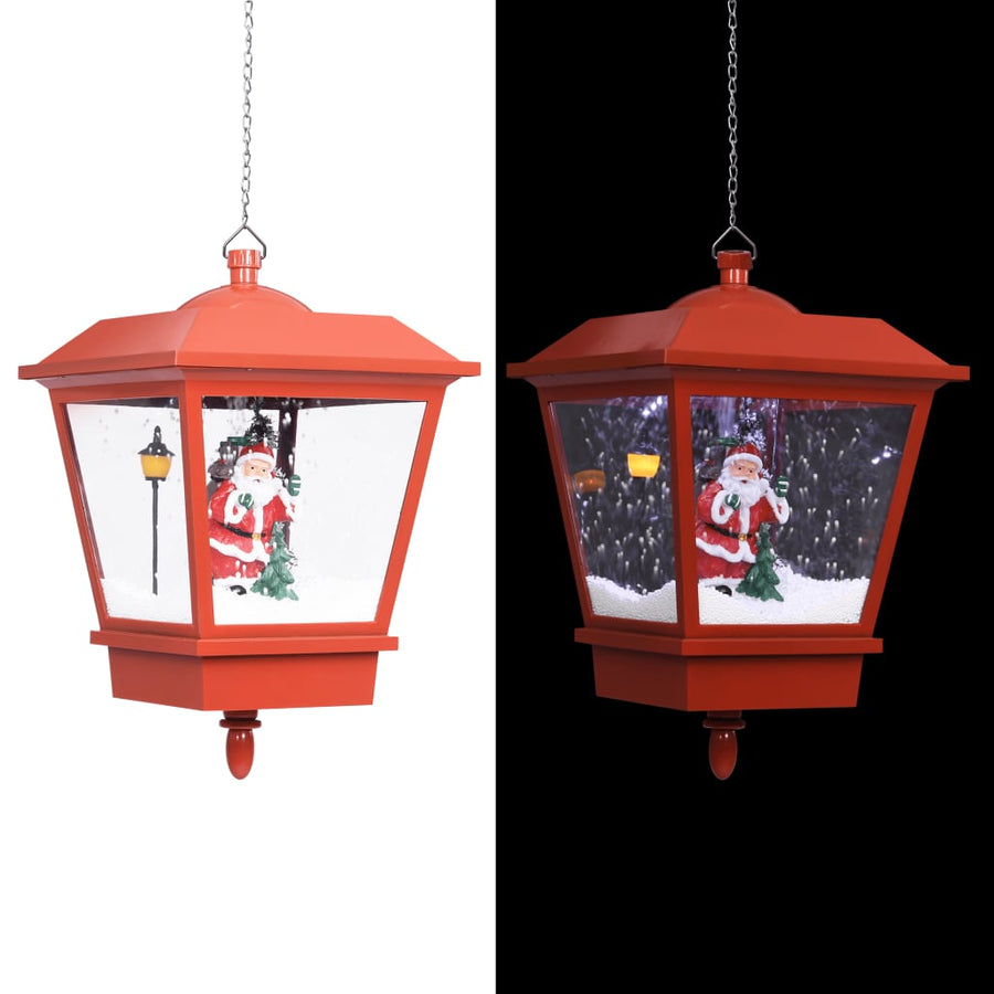 Kersthanglamp met LED-lamp en kerstman 27x27x45 cm rood - Griffin Retail