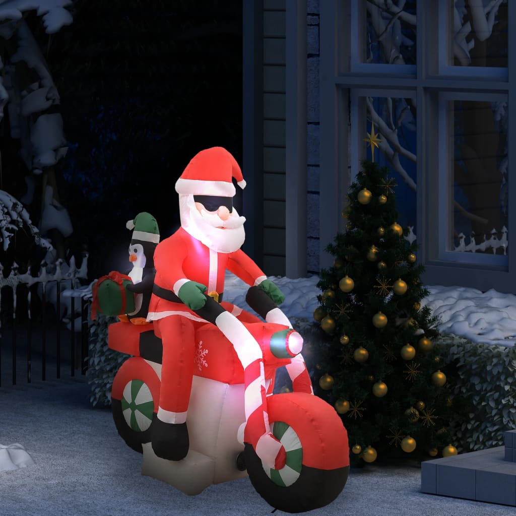 Kerstman opblaasbaar op motorfiets LED IP44 160 cm - Griffin Retail