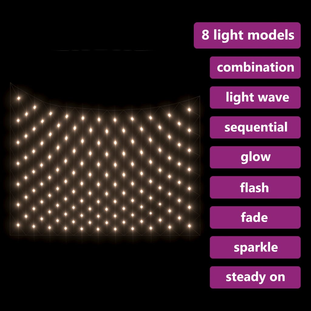 Kerstnetverlichting 204 LED's binnen en buiten 3x2 m warmwit - Griffin Retail